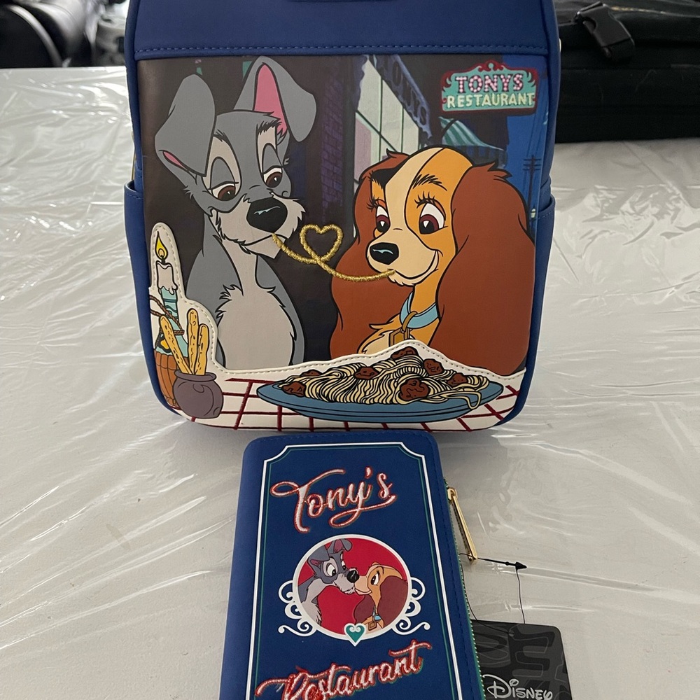 Loungefly Disney Lady and the Tramp Backpack and Wallet Set - Blue
